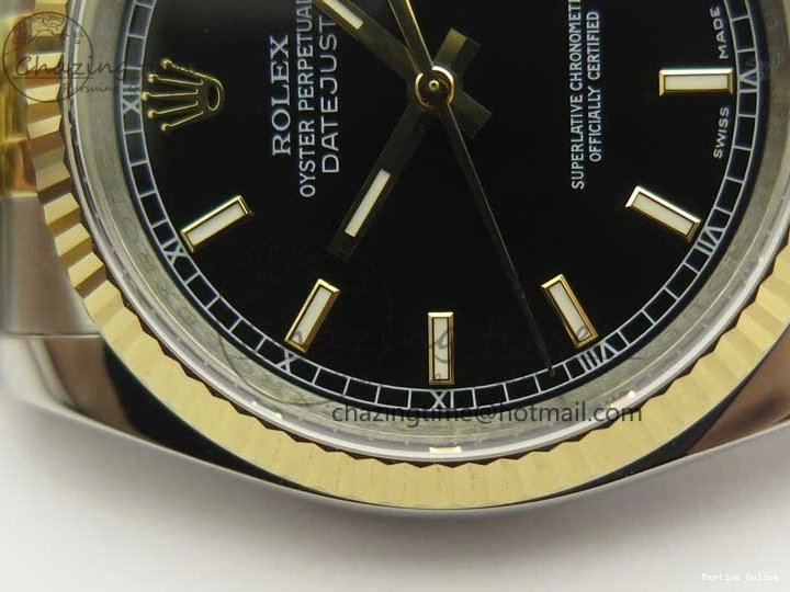 0413 DateJust 36 SS YG 126233 ARF 1:1 Best Edition Black Dial Stick Markers on SS YG Jubilee Bracelet SH ModernLook 3432